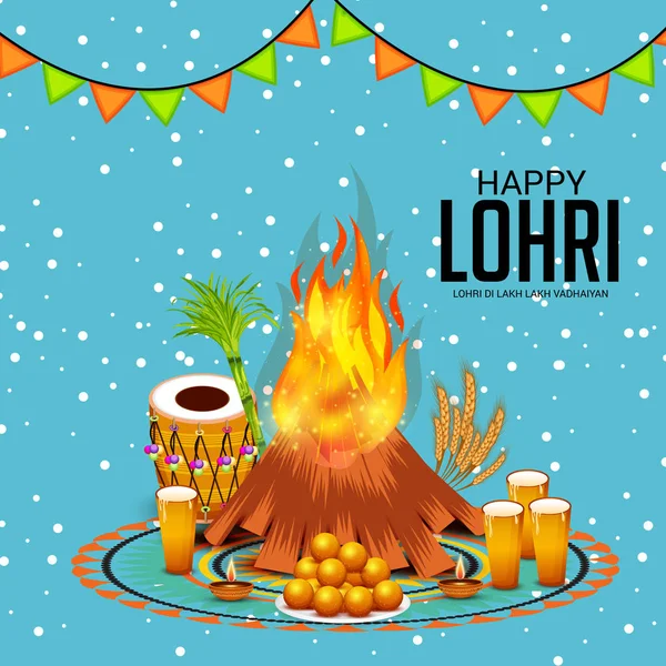 Векторні Ілюстрації Фестиваль Щасливі Lohri Фон Happy Побажання Lohri — стоковий вектор