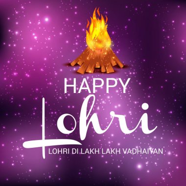 Mutlu mutlu Lohri artalanla Festivali vektör soyut çizim Lohri için dilek.