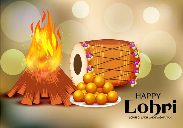 Mutlu mutlu Lohri artalanla Festivali vektör soyut çizim Lohri için dilek.