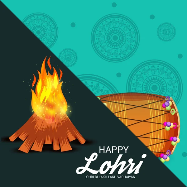 Vector Abstract Illustration Festival Happy Lohri Background Happy Wishes Lohri — Stock Vector
