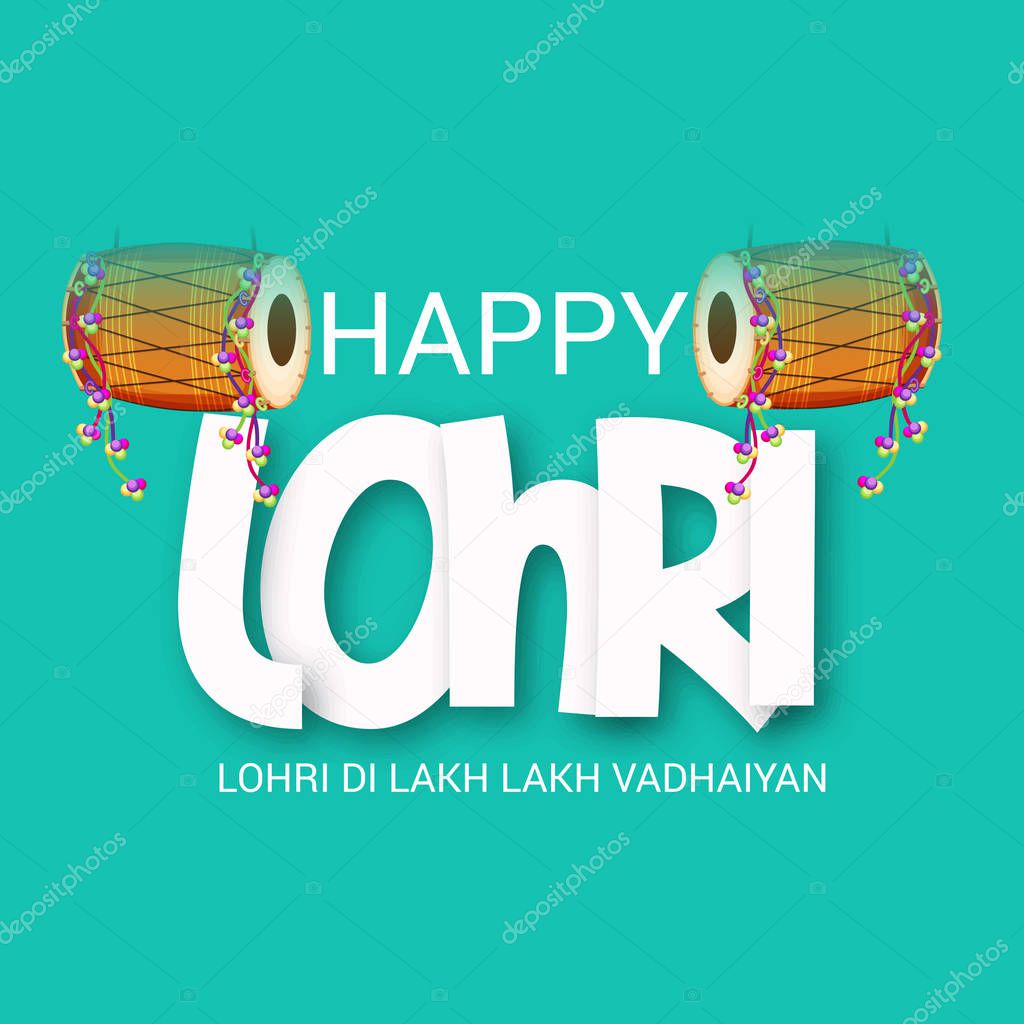 Vector abstract illustration on festival of Happy Lohri background with Happy wishes for Lohri.