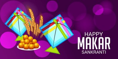 Makar Sankranti için bir arka plan vektör çizim.