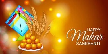 Makar Sankranti için bir arka plan vektör çizim.