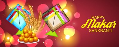 Makar Sankranti için bir arka plan vektör çizim.
