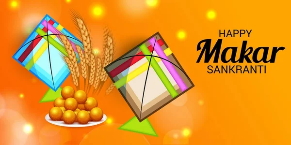 Makar Sankranti Için Bir Arka Plan Vektör Çizim — Stok Vektör