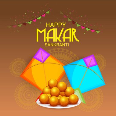 Mutlu Makar Sankranti için bir arka plan vektör çizim.