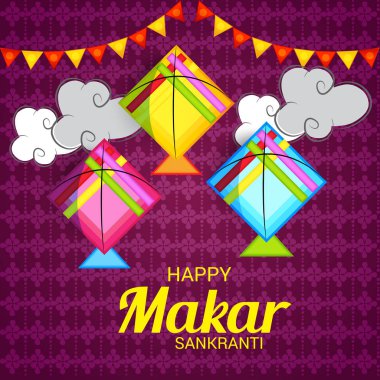 Mutlu Makar Sankranti için bir arka plan vektör çizim.