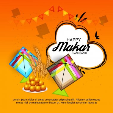 Mutlu Makar Sankranti için bir arka plan vektör çizim.