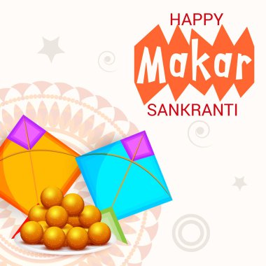 Mutlu Makar Sankranti için bir arka plan vektör çizim.