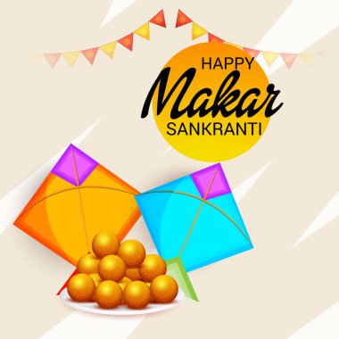 Mutlu Makar Sankranti için bir arka plan vektör çizim.