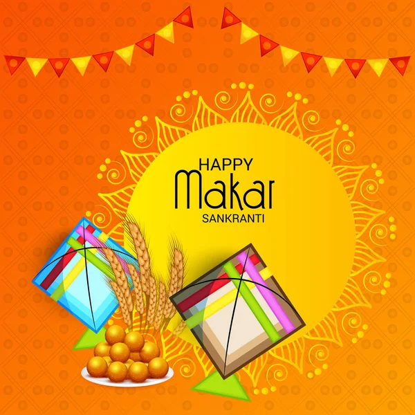 Mutlu Makar Sankranti için bir arka plan vektör çizim.