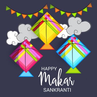 Mutlu Makar Sankranti için bir arka plan vektör çizim.