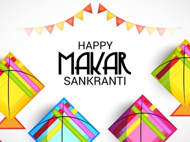 Mutlu Makar Sankranti için bir arka plan vektör çizim.