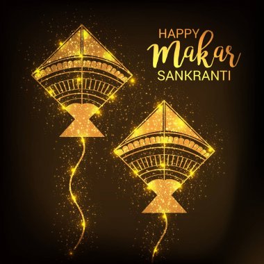 Vector illustration of a background for Happy Makar Sankranti. clipart