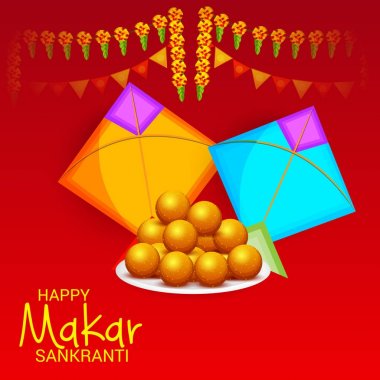 Mutlu Makar Sankranti için bir arka plan vektör çizim.