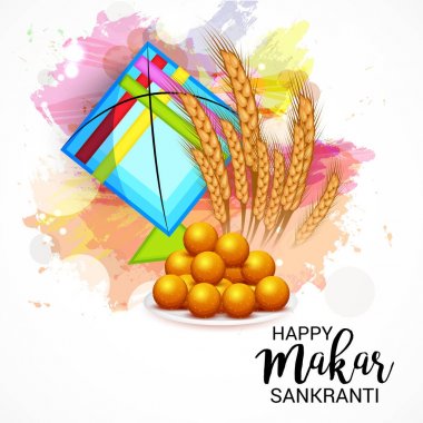 Mutlu Makar Sankranti için bir arka plan vektör çizim.