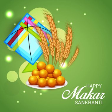 Mutlu Makar Sankranti için bir arka plan vektör çizim.