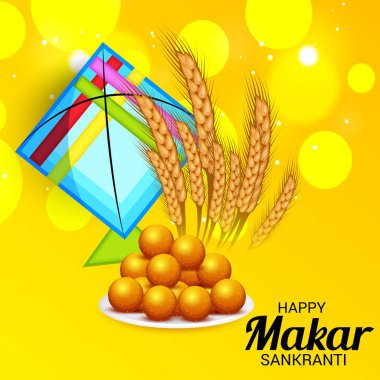 Mutlu Makar Sankranti için bir arka plan vektör çizim.