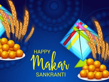 Mutlu Makar Sankranti için bir arka plan vektör çizim.
