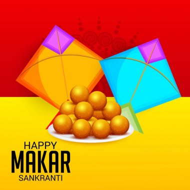 Mutlu Makar Sankranti için bir arka plan vektör çizim.