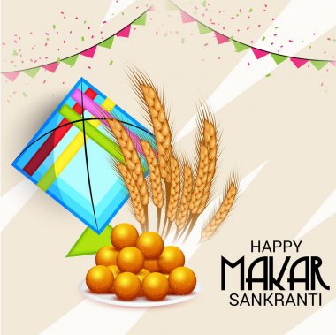 Mutlu Makar Sankranti için bir arka plan vektör çizim.