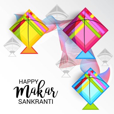 Mutlu Makar Sankranti için bir arka plan vektör çizim.