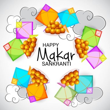 Mutlu Makar Sankranti için bir arka plan vektör çizim.