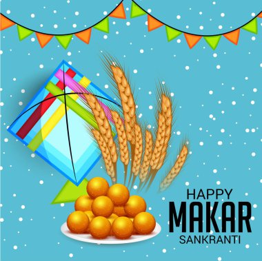 Mutlu Makar Sankranti için bir arka plan vektör çizim.