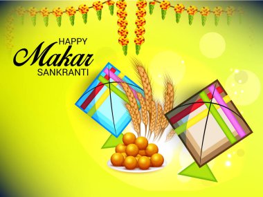 Mutlu Makar Sankranti için bir arka plan vektör çizim.