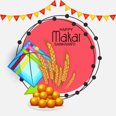 Mutlu Makar Sankranti için bir arka plan vektör çizim.