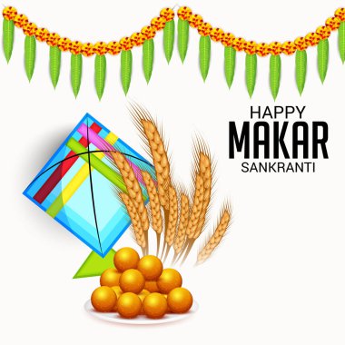 Mutlu Makar Sankranti için bir arka plan vektör çizim.