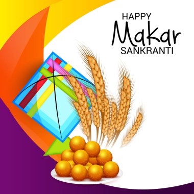 Mutlu Makar Sankranti için bir arka plan vektör çizim.
