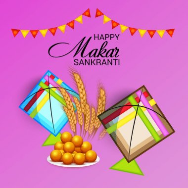 Mutlu Makar Sankranti için bir arka plan vektör çizim.
