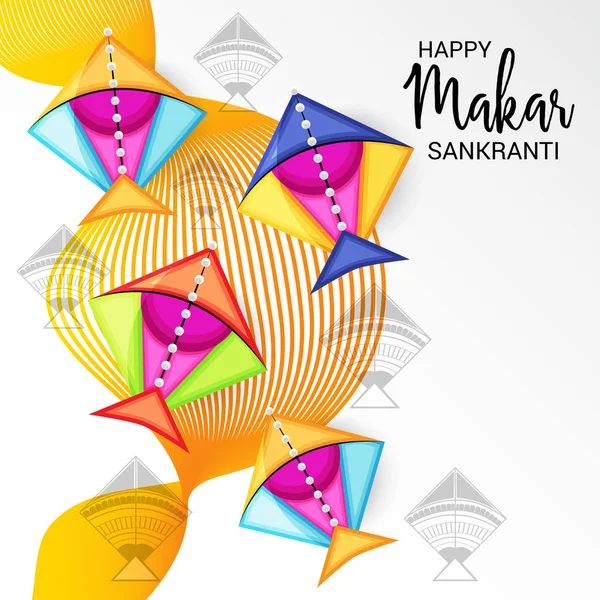 Ilustração Vetorial Contexto Happy Makar Sankranti —  Vetores de Stock