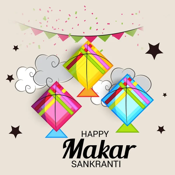 Vector Illustration Background Happy Makar Sankranti — Stock Vector
