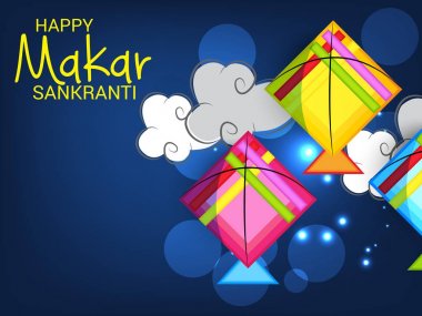 Mutlu Makar Sankranti için bir arka plan vektör çizim.