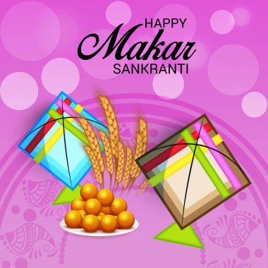 Mutlu Makar Sankranti için bir arka plan vektör çizim.