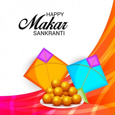 Mutlu Makar Sankranti için bir arka plan vektör çizim.