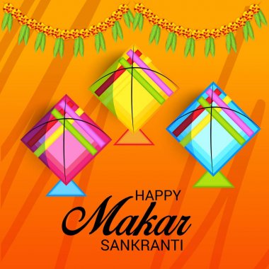 Mutlu Makar Sankranti için bir arka plan vektör çizim.