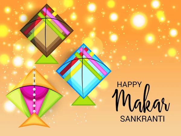 Vector Illustration Background Happy Makar Sankranti — Stock Vector