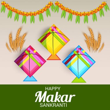 Mutlu Makar Sankranti için bir arka plan vektör çizim.
