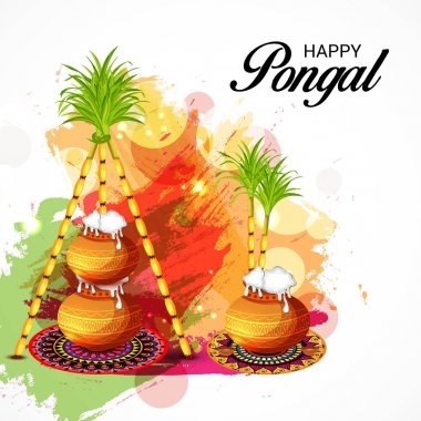 Vector illustration of a background for Happy Pongal. clipart
