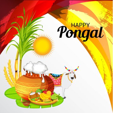 Bir arka plan vektör çizim için mutlu Pongal.