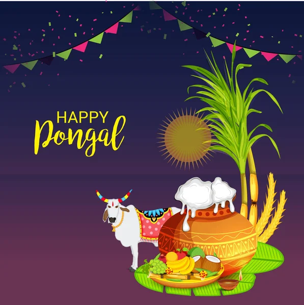 Illustration Vectorielle Fond Pour Happy Pongal — Image vectorielle