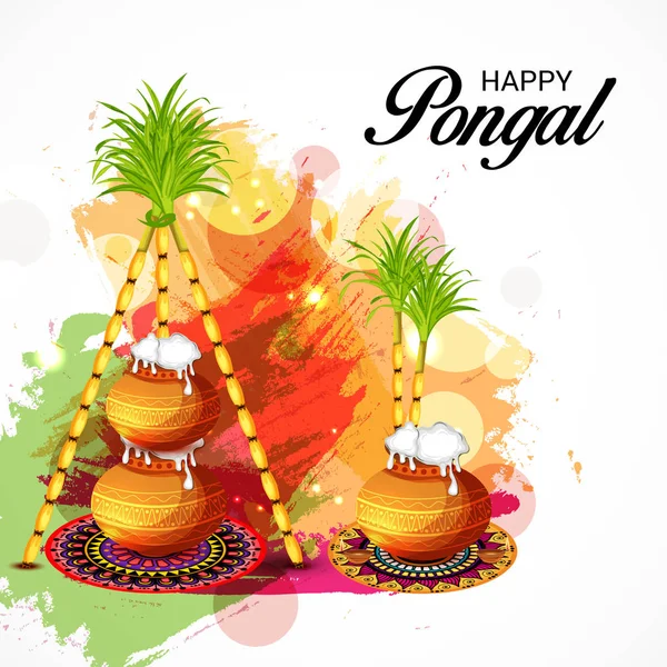 Ilustrație Vectorială Unui Fundal Pentru Happy Pongal — Vector de stoc