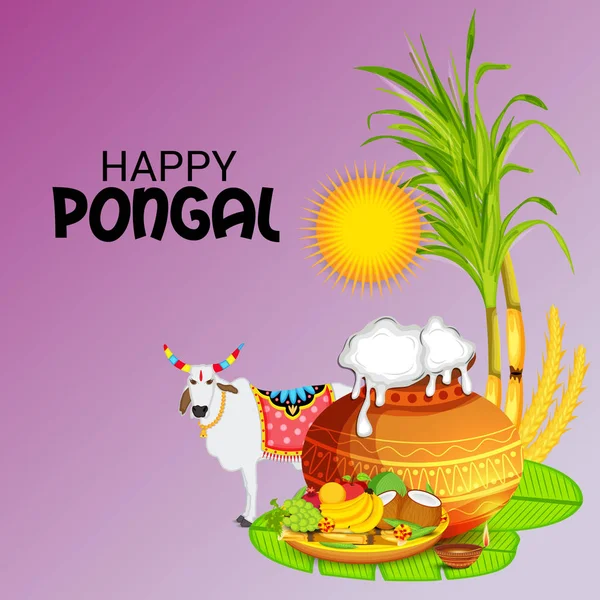 Vector Illustration Background Happy Pongal — Stock Vector