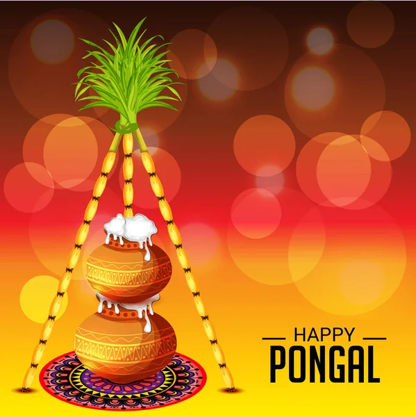 Vector Illustration Background Happy Pongal — Stock Vector