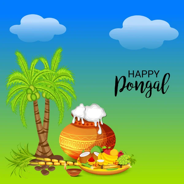 Pongal の背景のベクトル イラスト — ストックベクタ