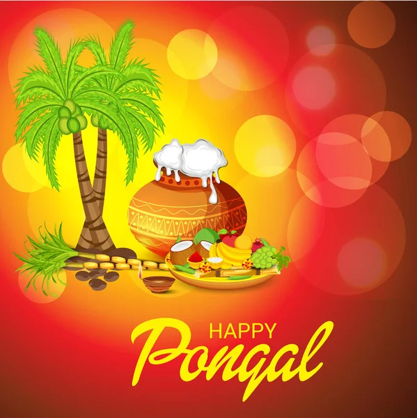 Vector Illustration Background Happy Pongal — Stock Vector