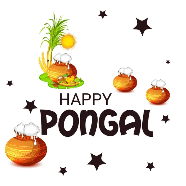 Vector Illustration Background Happy Pongal — Stock Vector